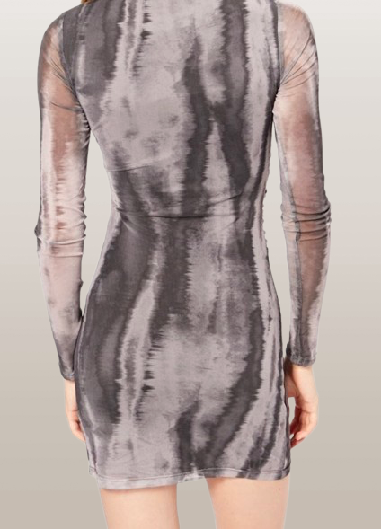 Robe fourreau tie and dye - gris anthracite