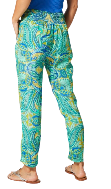 Pantalon fluide cachemire- Femme - Vert- Aller Simplement