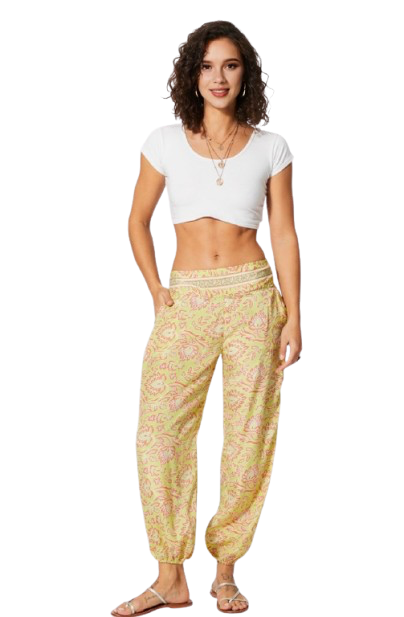 Pantalon décontracté - Femme - Jaune- Aller Simplement