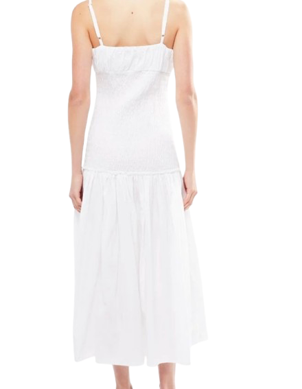 ✨Robe blanche midi - Bretelles et dos smocké