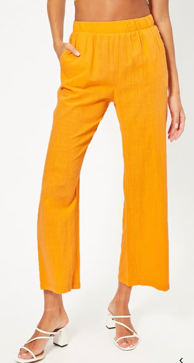 ✨Pantalon 7/8 jaune soleil - Taille haute