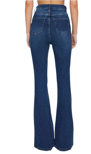 Jean flare taille haute - Bleu foncé