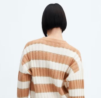 Pull-over rayures - Femme - Beige - Mango