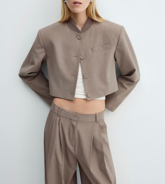 Veste crop boutons -Femme -Mango