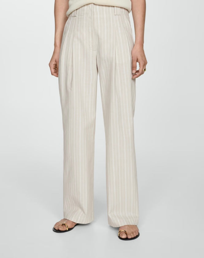 Pantalon droit Ă rayures - Femme - Mango