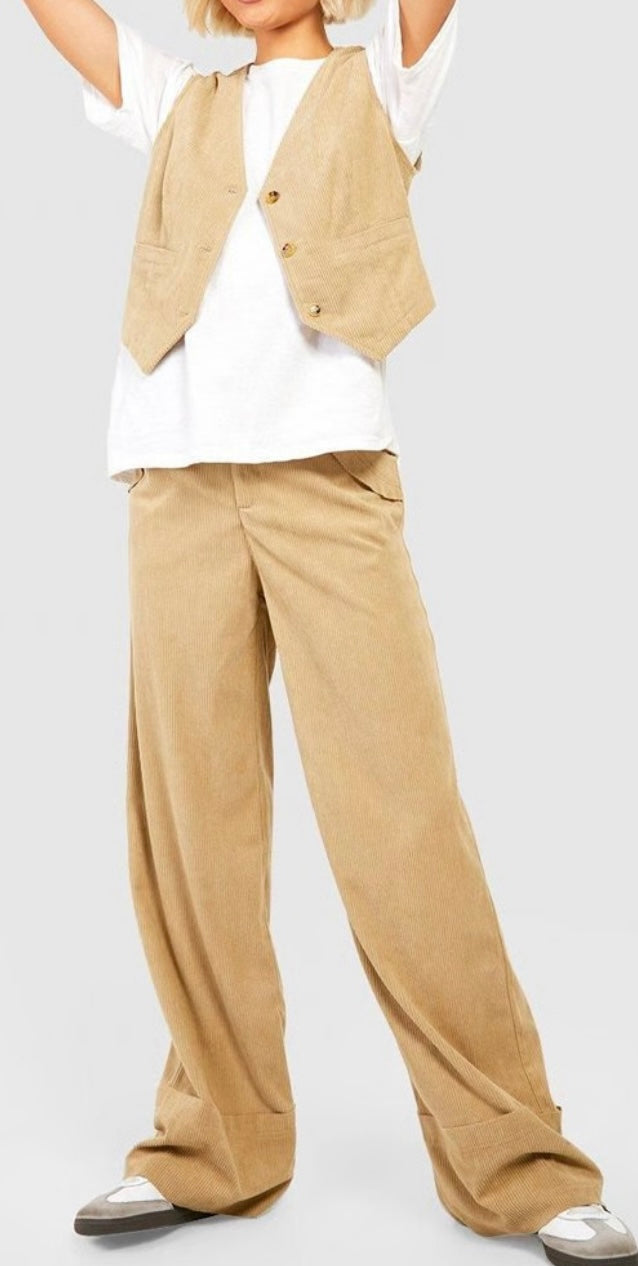 Pantalon Large Femme - Boohoo - Beige