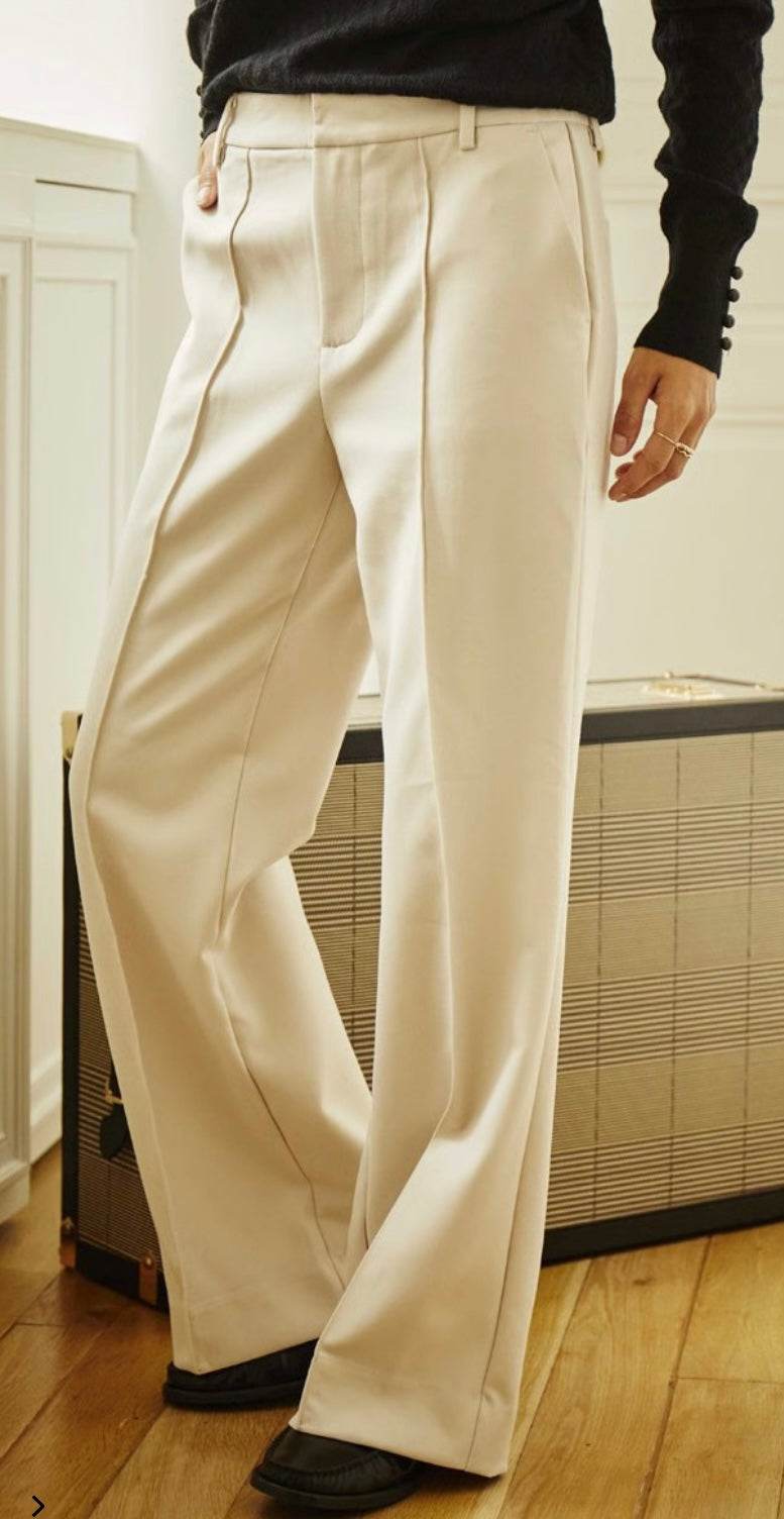 Pantalon taille haute Paradise/ Beige