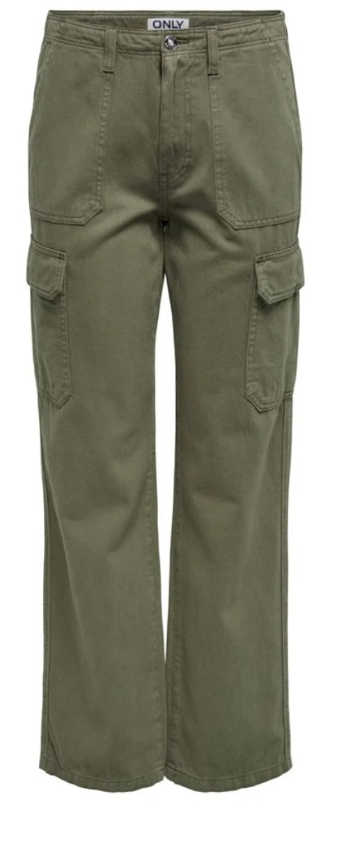 ONLY Pantalon droit Vert olive