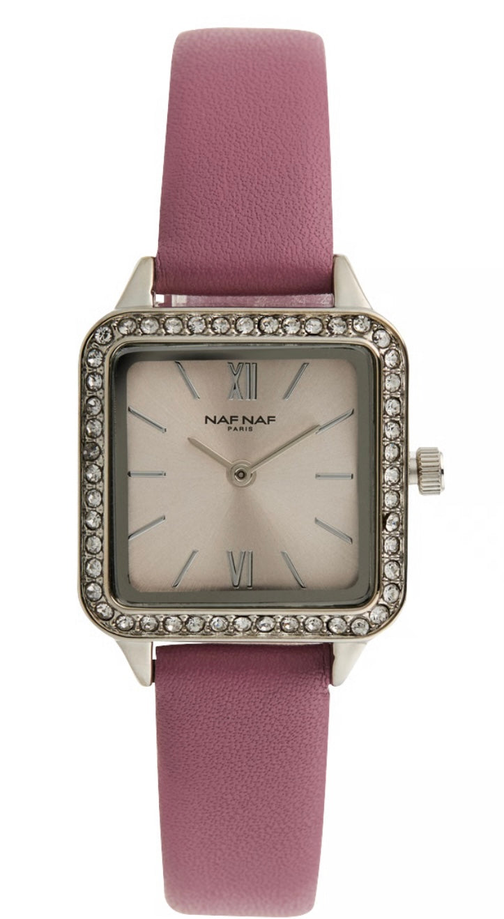 NAF NAF Montre à quartz en polyuréthane - Rose argenté