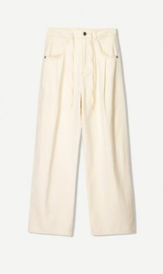 Pantalon baggy ballon taille haute - Coloris écru - Bershka