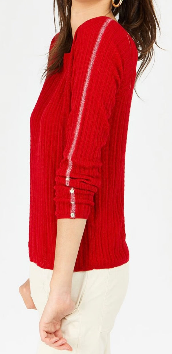 Pull en fibres de bambou - Manches longues - Rouge - Karl Marc John