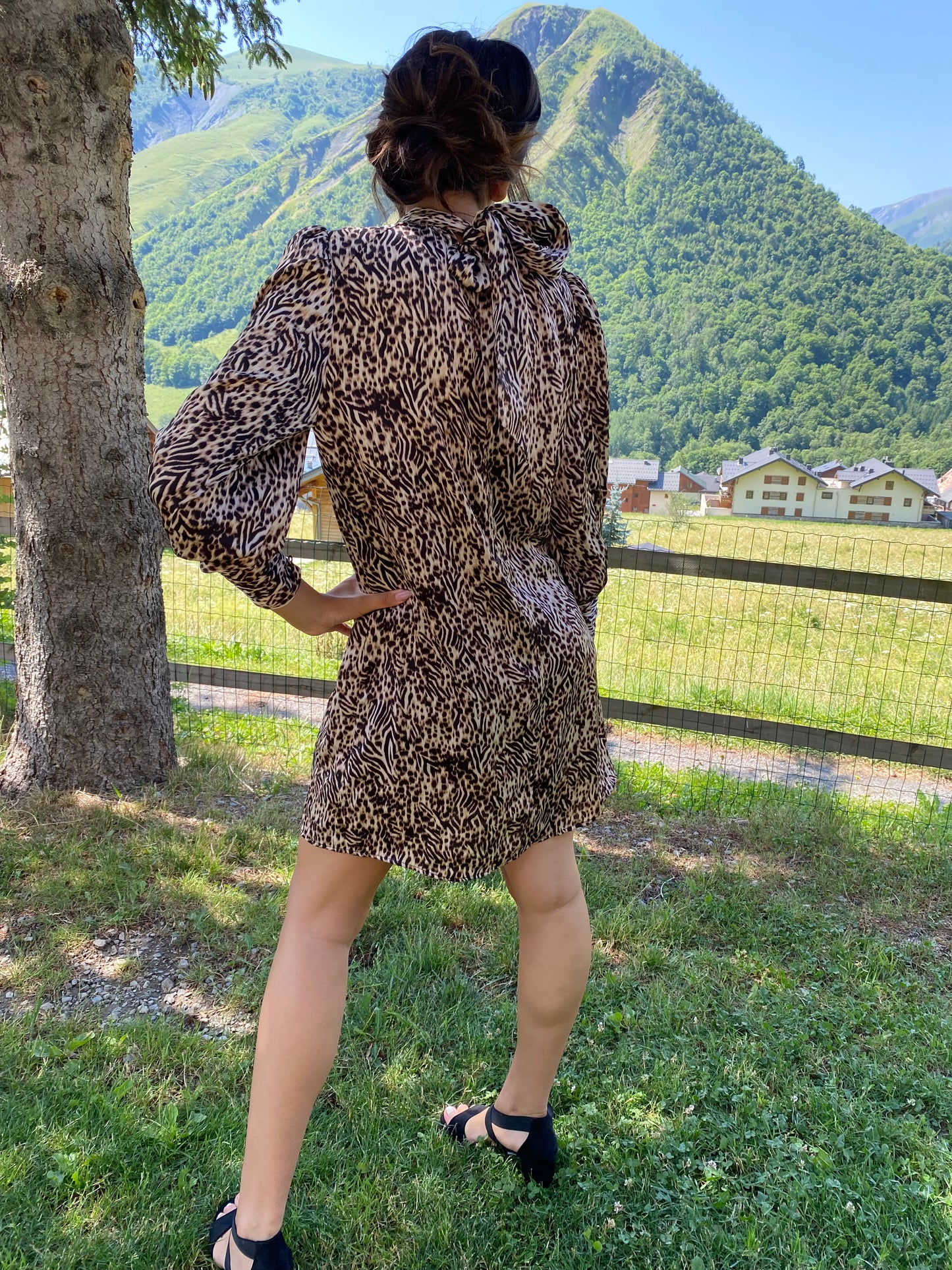 ✨Robe droite Ciara Imprimé beige sauvage