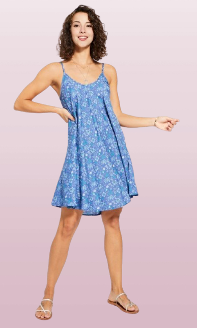 🌺Robe trapèze légère -Femme -Indigo -Aller Simplement