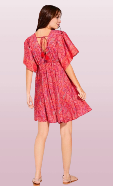 🌺 Robes trapèze à nouer- Femme  - Rose - Aller Simplement