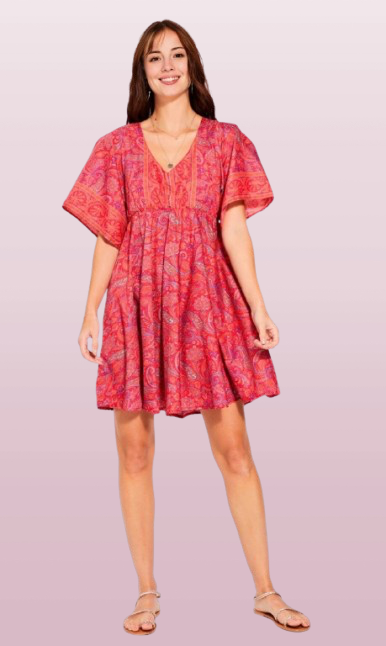 🌺 Robes trapèze à nouer- Femme  - Rose - Aller Simplement