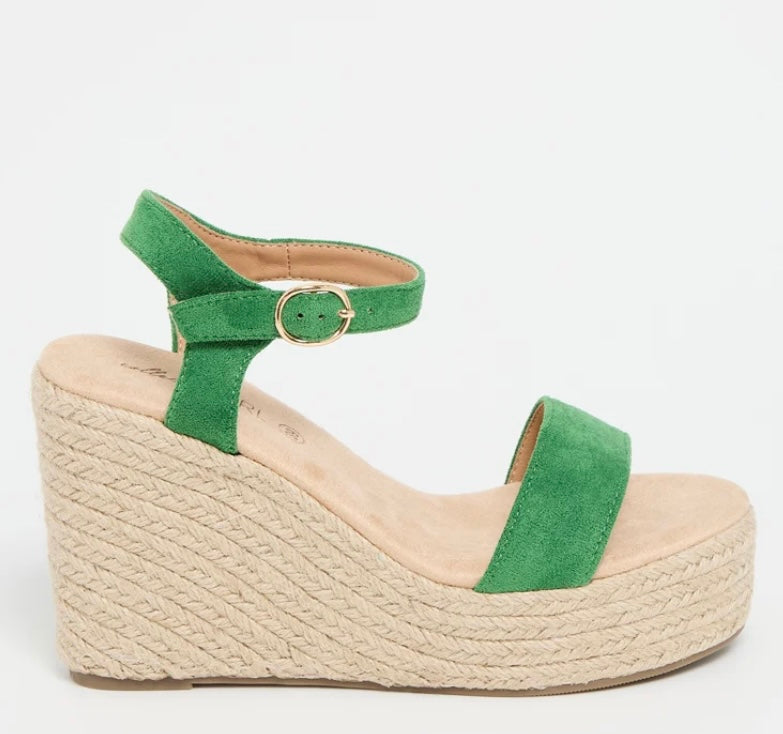 Sandales composées vertes- Effet nubuck, talon 12 cm