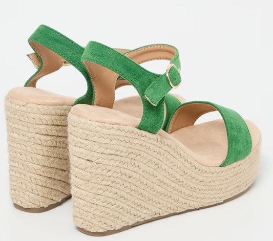 Sandales composées vertes- Effet nubuck, talon 12 cm