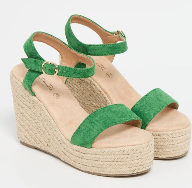 Sandales composées vertes- Effet nubuck, talon 12 cm