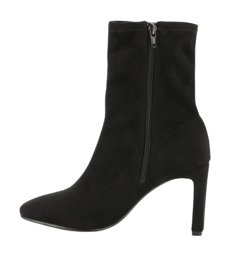 Bottines noire à talon - Bout carré & effet nubuck
