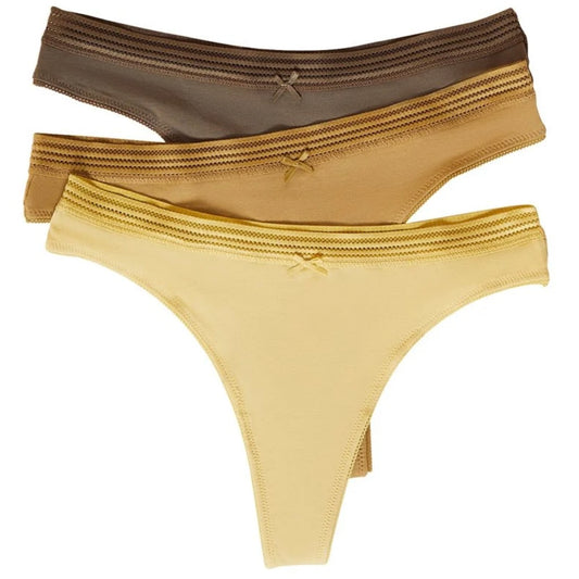 Tanga en coton stretch - Coloris vert Kaki (lot3)
