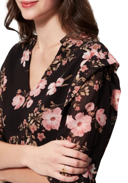 🌸 Robe trapèze noire fleurie