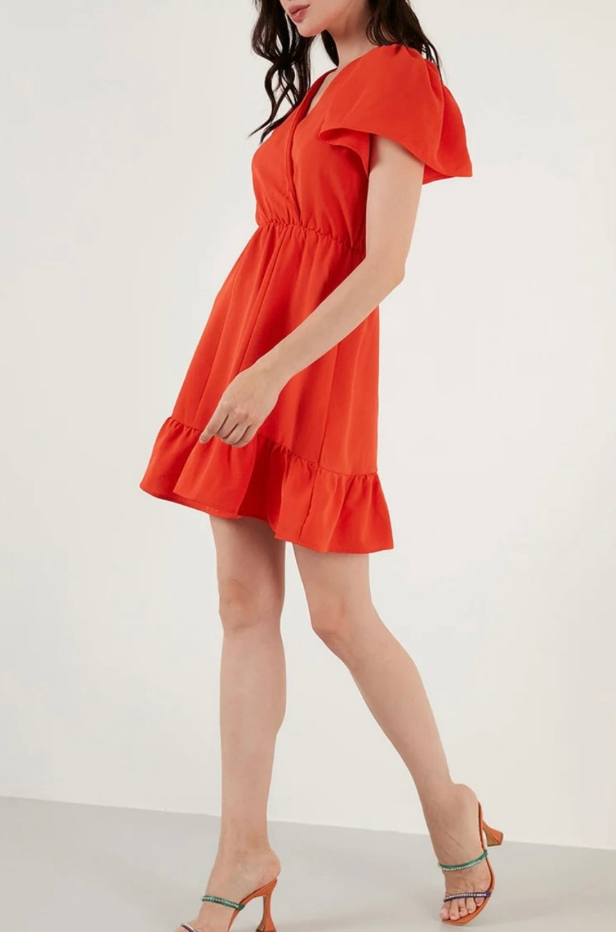 🌼 Robe courte orange à volants - Style ensoleillé