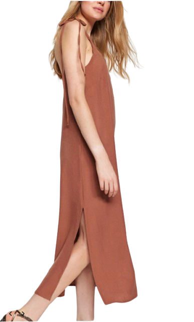 Robe longue terracotta à bretelles