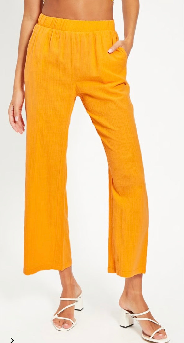✨Pantalon 7/8 jaune soleil - Taille haute