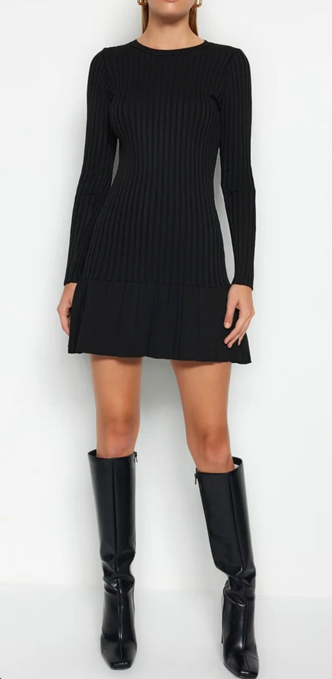 Robe courte noire à manches longues - Femme -Tryendol