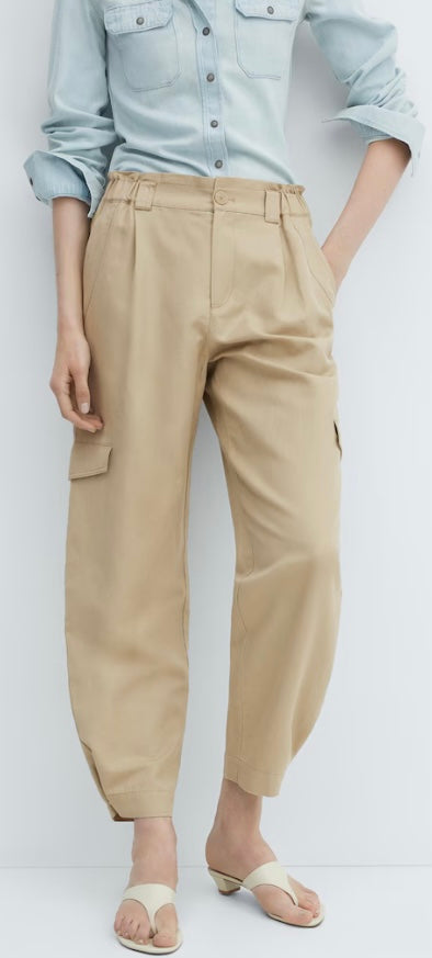 Pantalon cargo lin - Femme - Mango