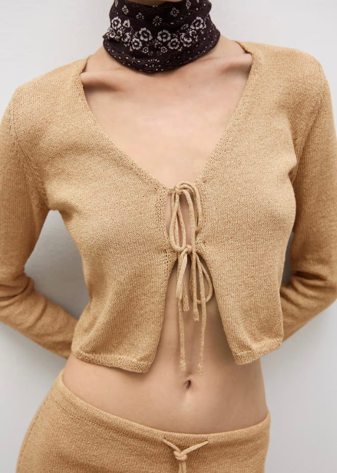 Cardigan maille nœud — Femme - Mango