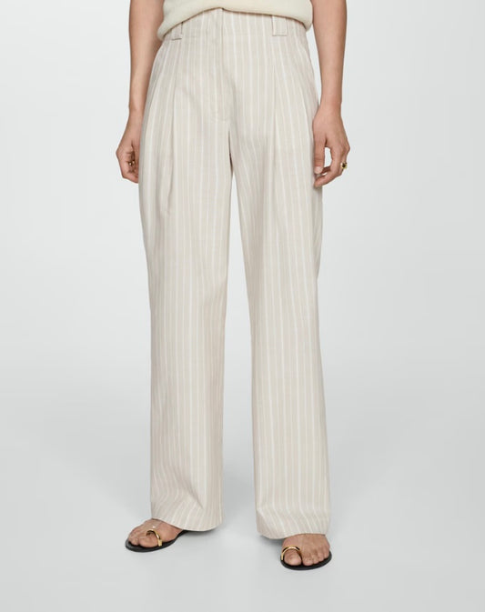 Pantalon droit à rayures - Femme - Mango