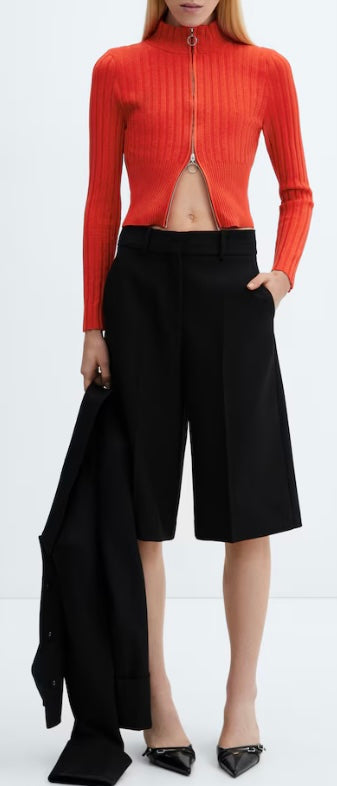 Cardigan crop fermeture Éclair - Femme - Mango