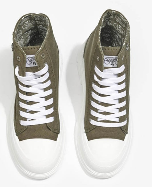 Basket  montantes Lina Kaki — Femme — Le Temps des Cerises