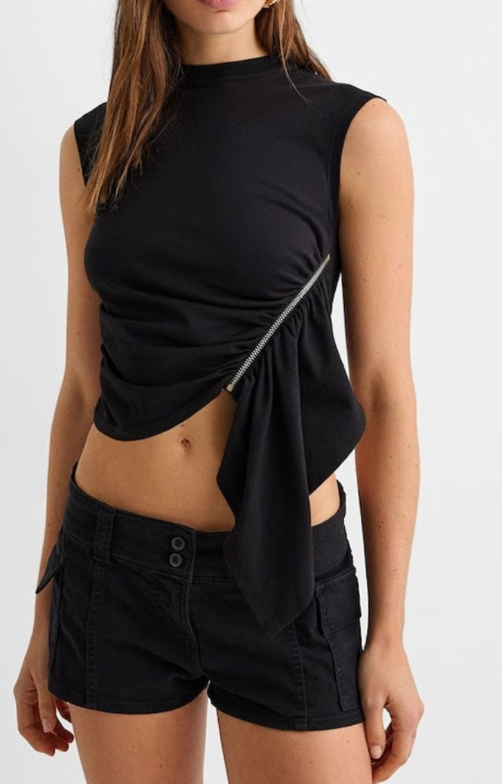 Crop top drapé asymétrique   - Femme - Bershka
