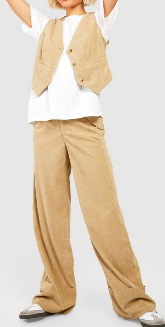 Pantalon Large Femme - Boohoo - Beige