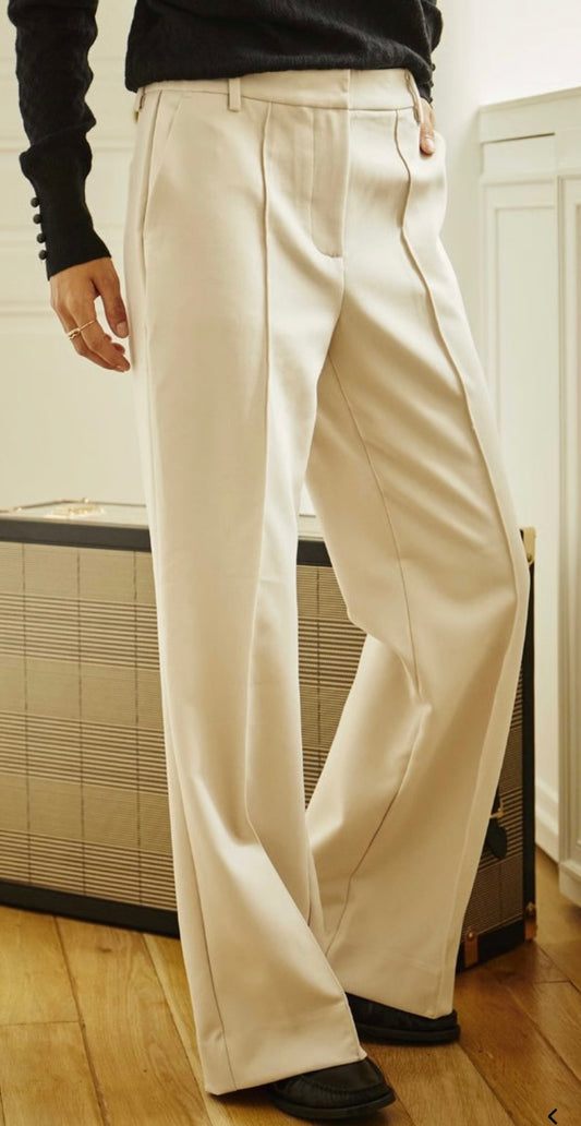 Pantalon taille haute Paradise/  Beige
