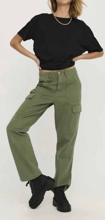 ONLY Pantalon droit Vert olive