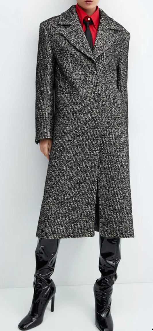 Manteau long chiné - Femme -  Blanc cassé- Mango