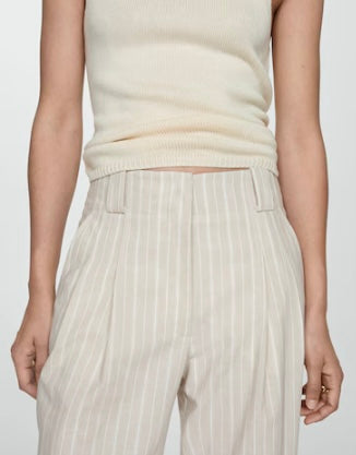 Pantalon droit à rayures - Femme- Mango
