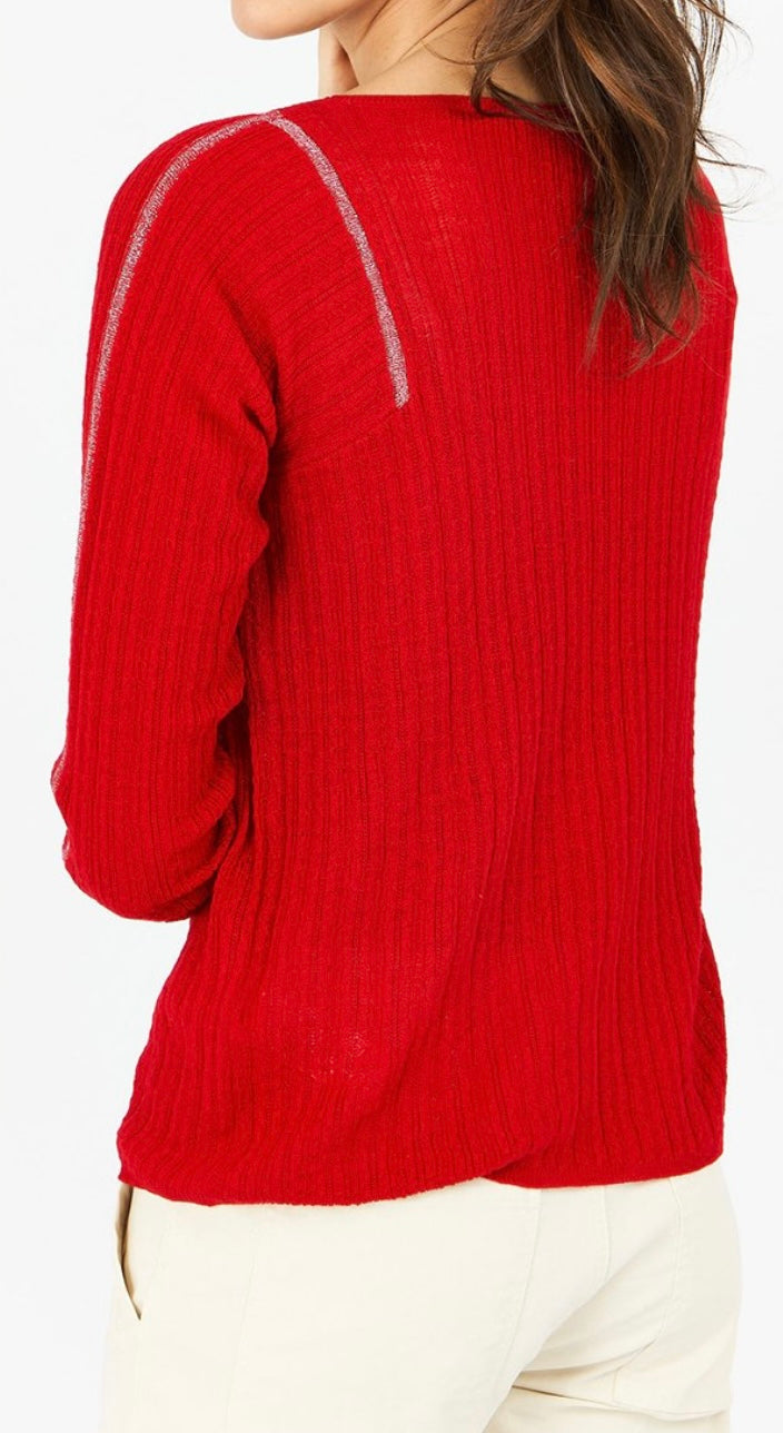 Pull en fibres de bambou - Manches longues - Rouge - Karl Marc John