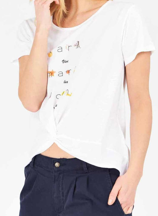 T - shirt noué Alvaro à motif fantaisie - Blanc - Karl Marc John