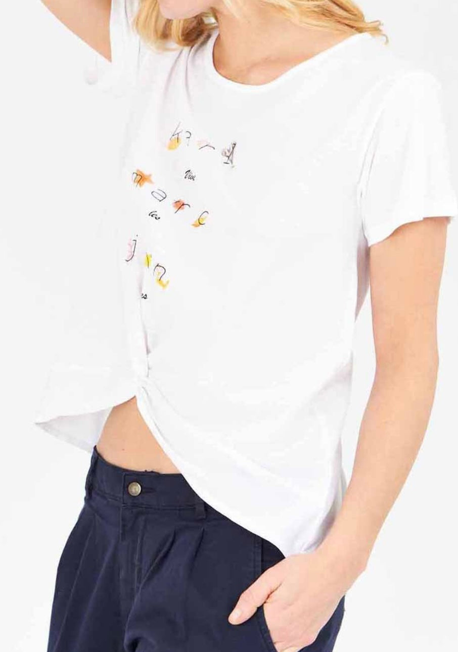 T - shirt noué Alvaro à motif fantaisie - Blanc - Karl Marc John