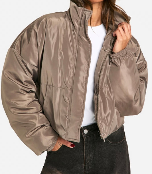Boohoo - Veste courte matelassée beige sans capuche
