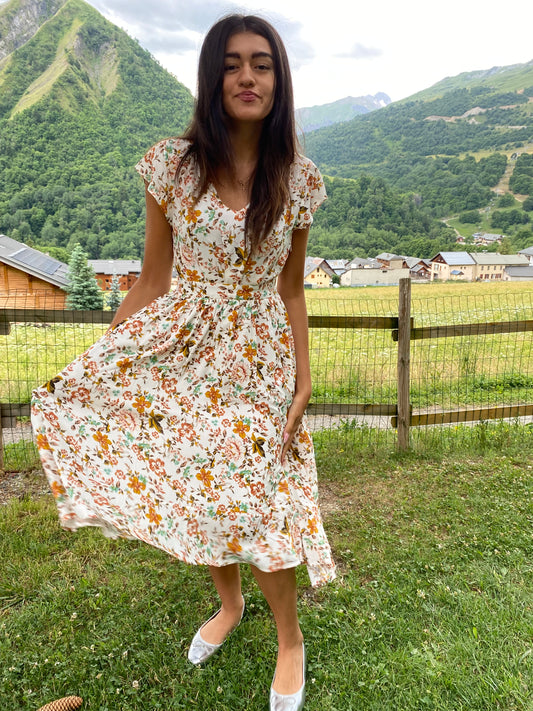 Robe asymétrique fleurie - Taille  36