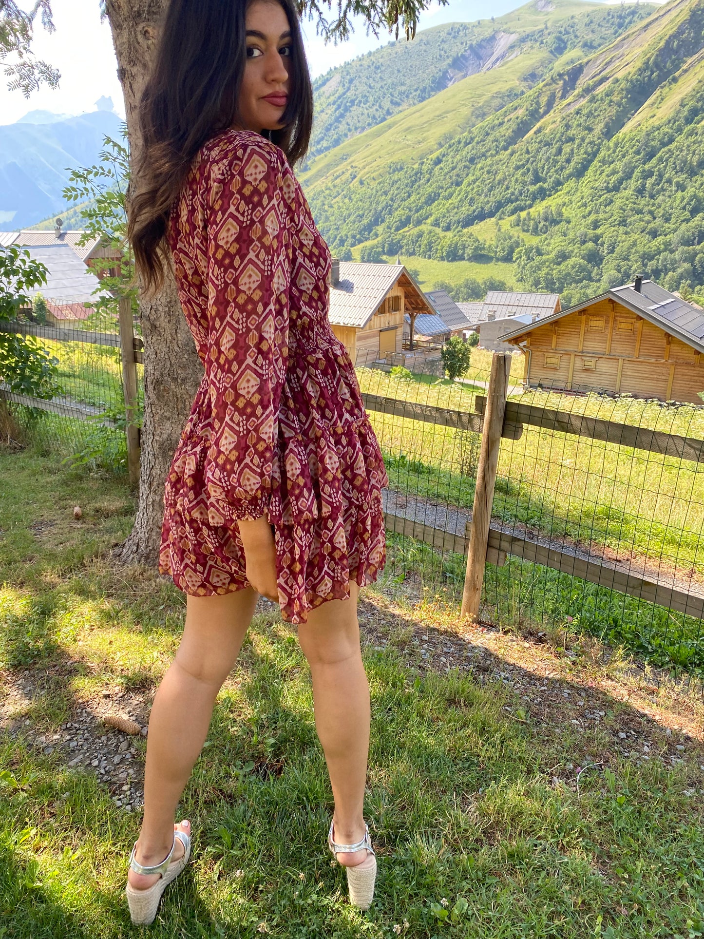 Robe Patineuse Femme - Pepe Jeans -  Framboise imprimée