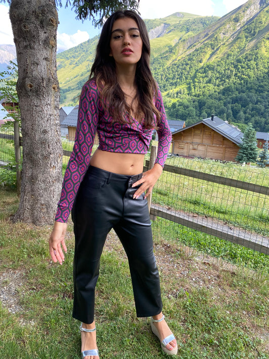 Pantalon droit simili-cuir