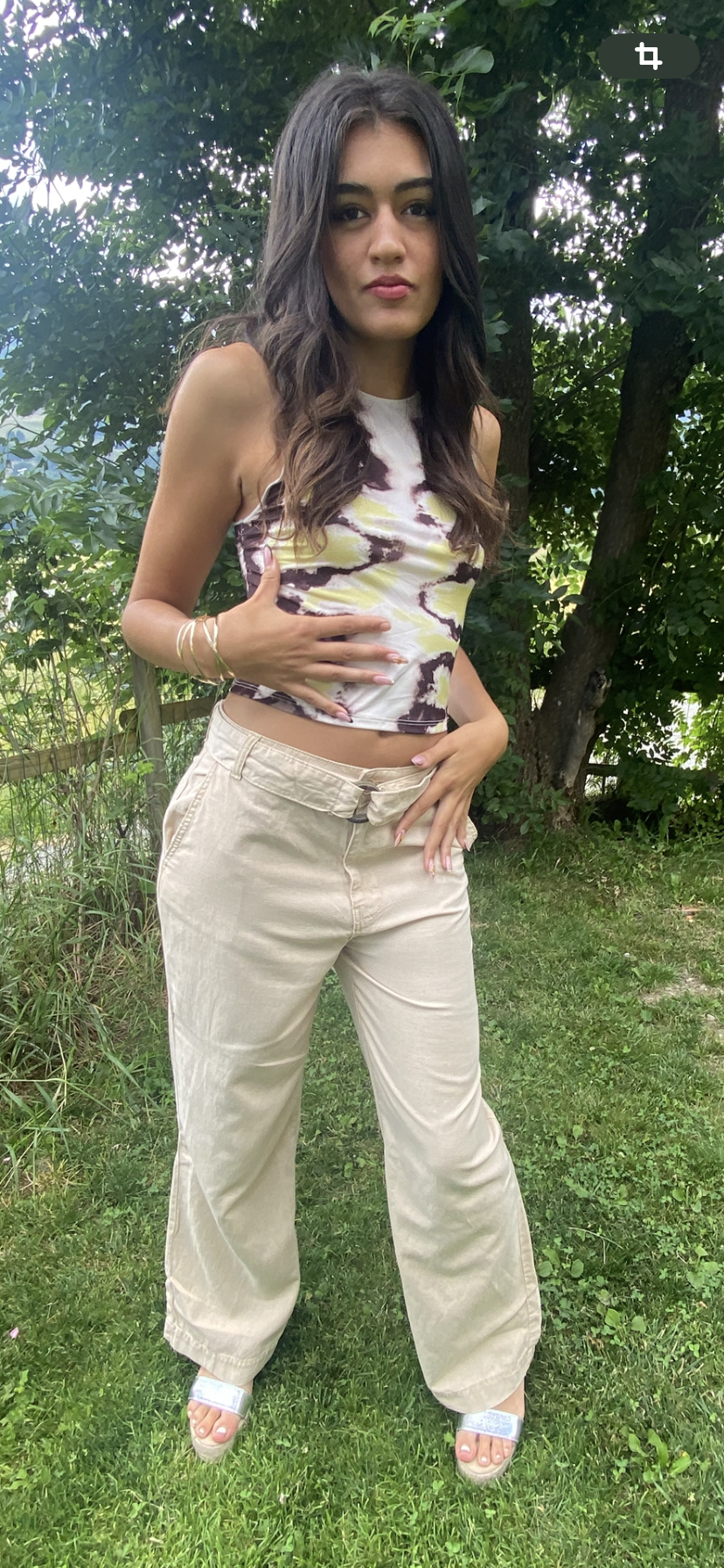 ✨Pantalon fluide wide leg avec ceinture - Beige naturel