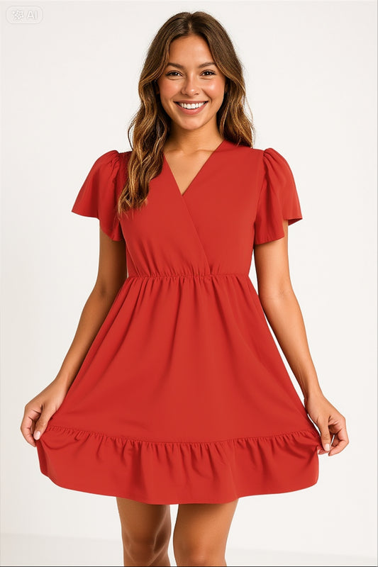 🌼 Robe courte orange à volants - Style ensoleillé